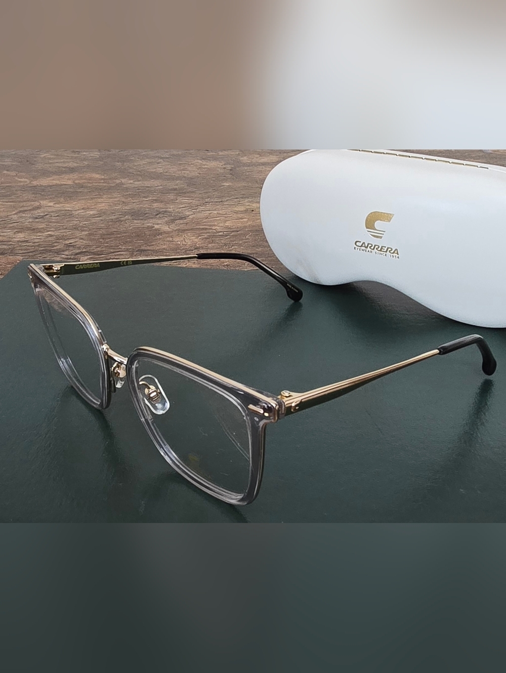 Carrera Clear & Gold Square Eyeglasses New - Picture 4 of 5